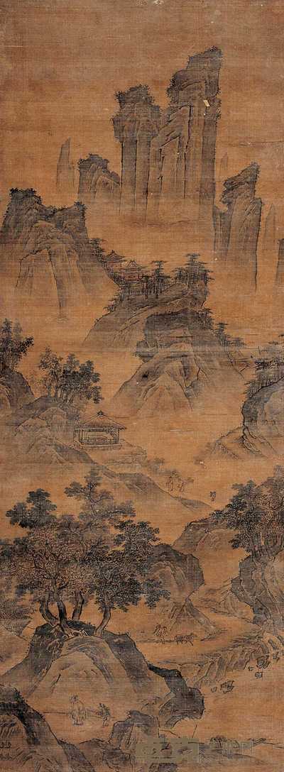 戴进（款） 溪山行旅图 轴 110×40.5cm